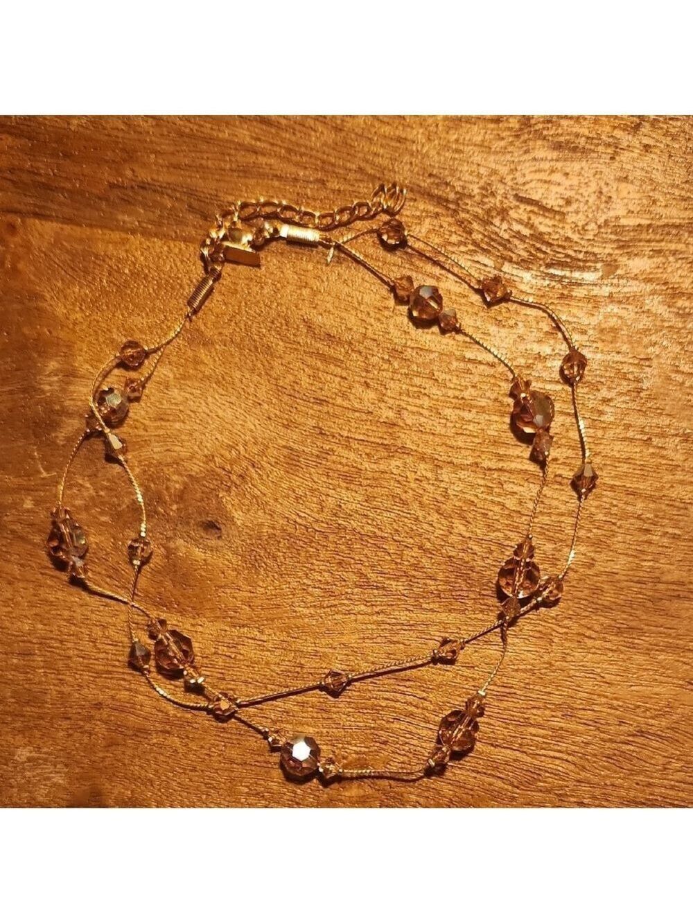 Gold Minimalist Beaded Pink Crystal Long Wrap Necklace